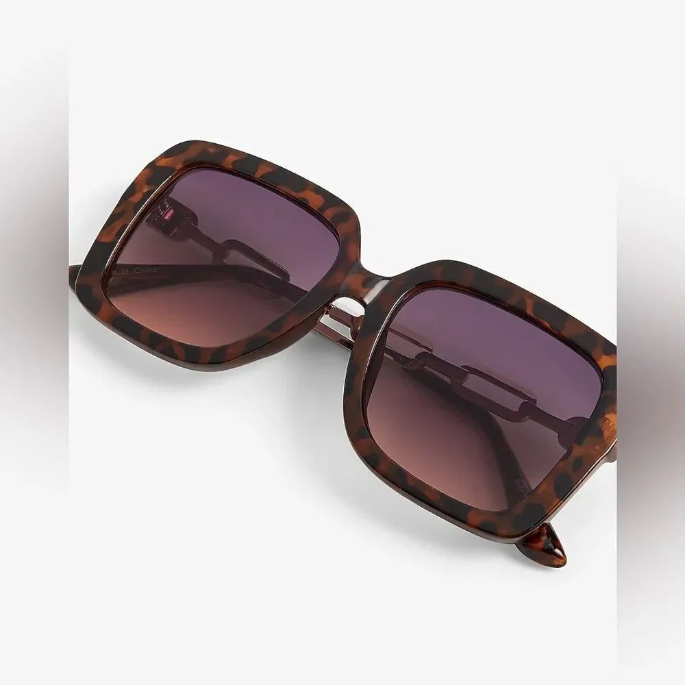 #mobwife 🌺 NWT HAVANA CHIC OVERSIZED SQUARE FRAME CHAIN SUNGLASSES